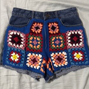 Farm Rio Crochet Denim Shorts Size 28